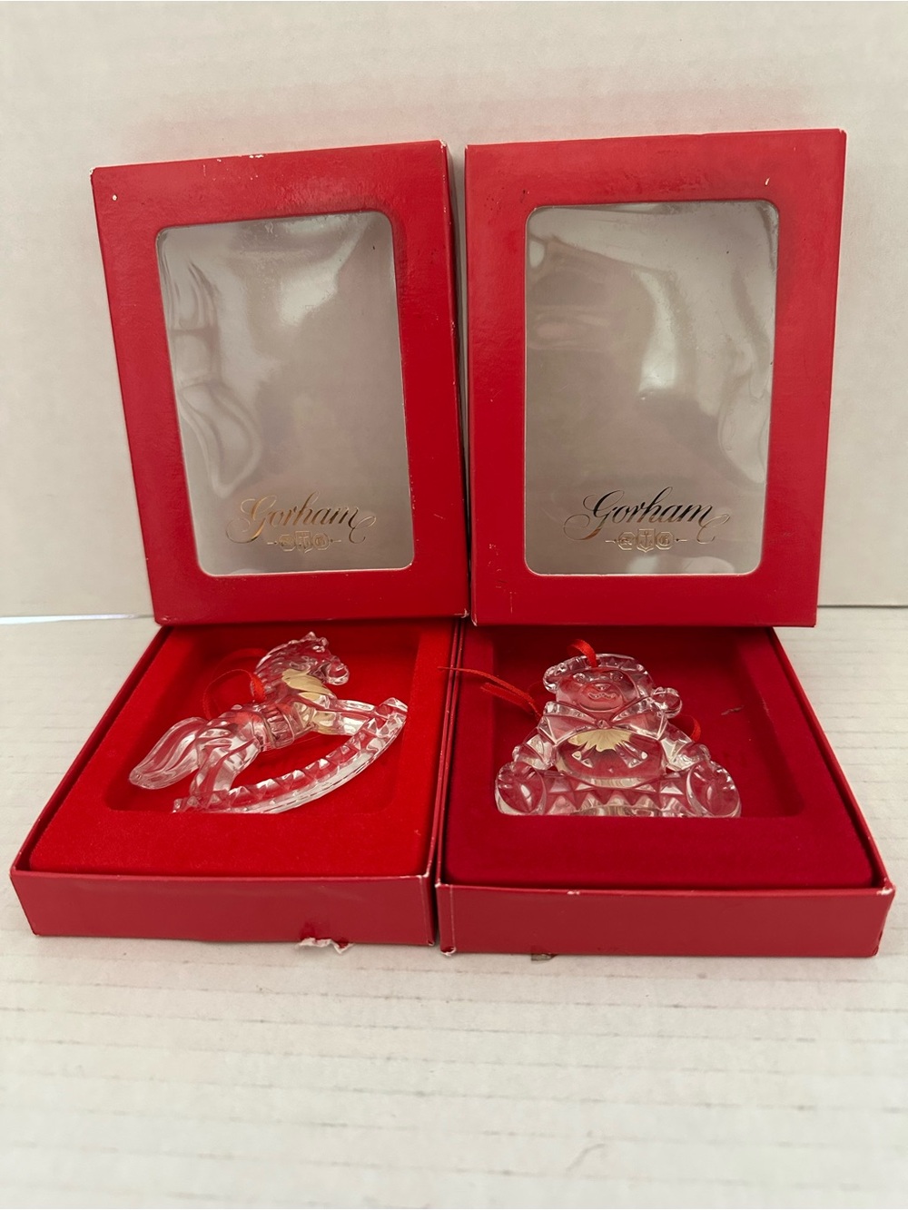 Gorham Clear Crystal Rocking Horse & Bear Ornaments #11